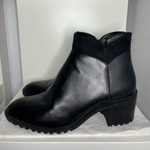 Faux Leather Black Heeled Boots